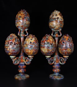 A pair of Exquisite Hetian Jade Censer