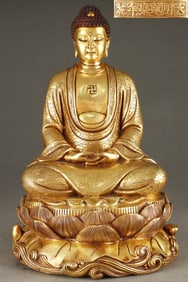 A Exquisite Gilt Bronze Buddha Statue Ornament