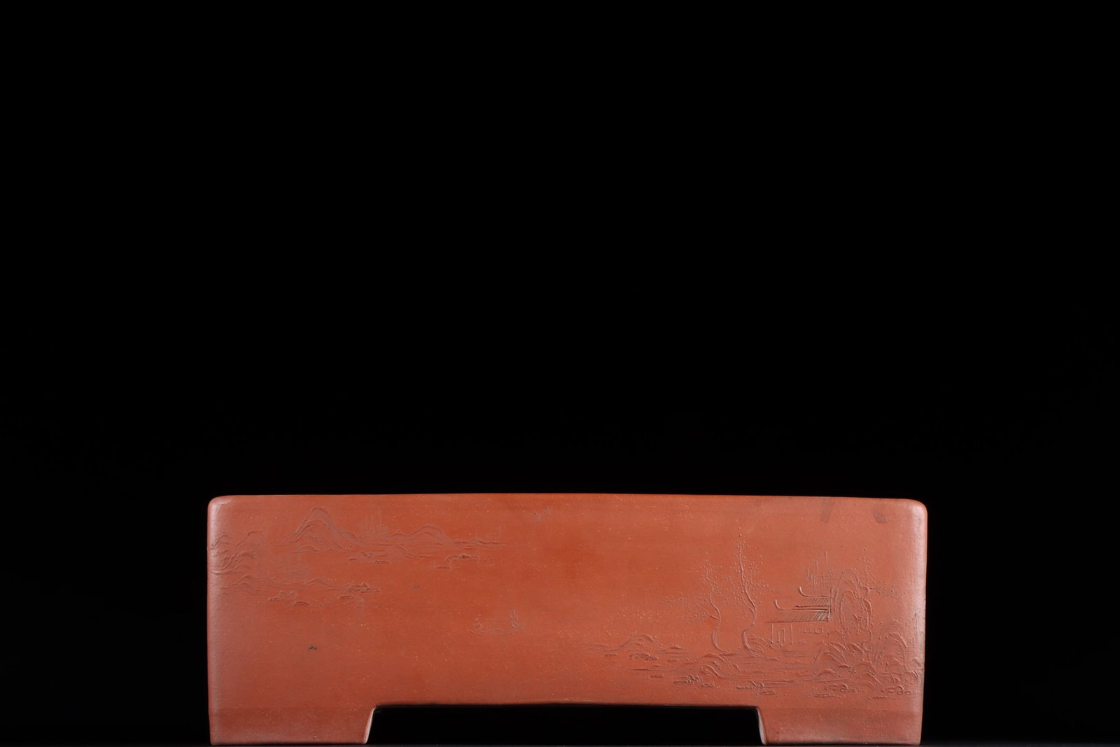 A Exquisite Purple Sands Landscape Pattern Square Flowerpot: A Exquisite Purple Sands Landscape Pattern Square Flowerpot,Ming Dynasty, China,With Mark,Size:4.4inx8.5inx13.2in 紫砂山水纹四方花盆,中Þ