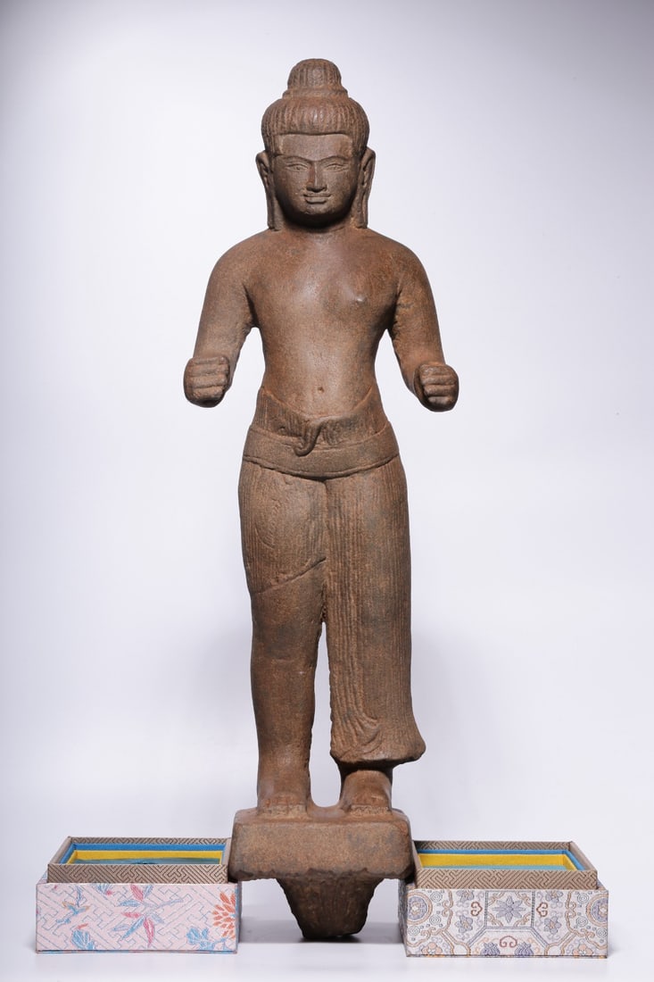 A Solemn Stone Carving Standing Statue of Buddha (1 of 11)