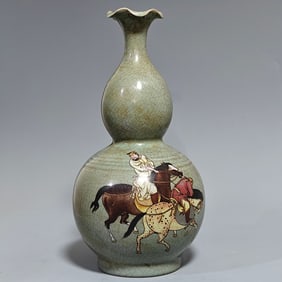 A Exquisite Ru yao Porcelain Painted Color Figures Pattern Vase
