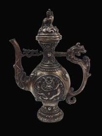 A Exquisite Gilt Silver Bronze Dragon Pattern Ewer