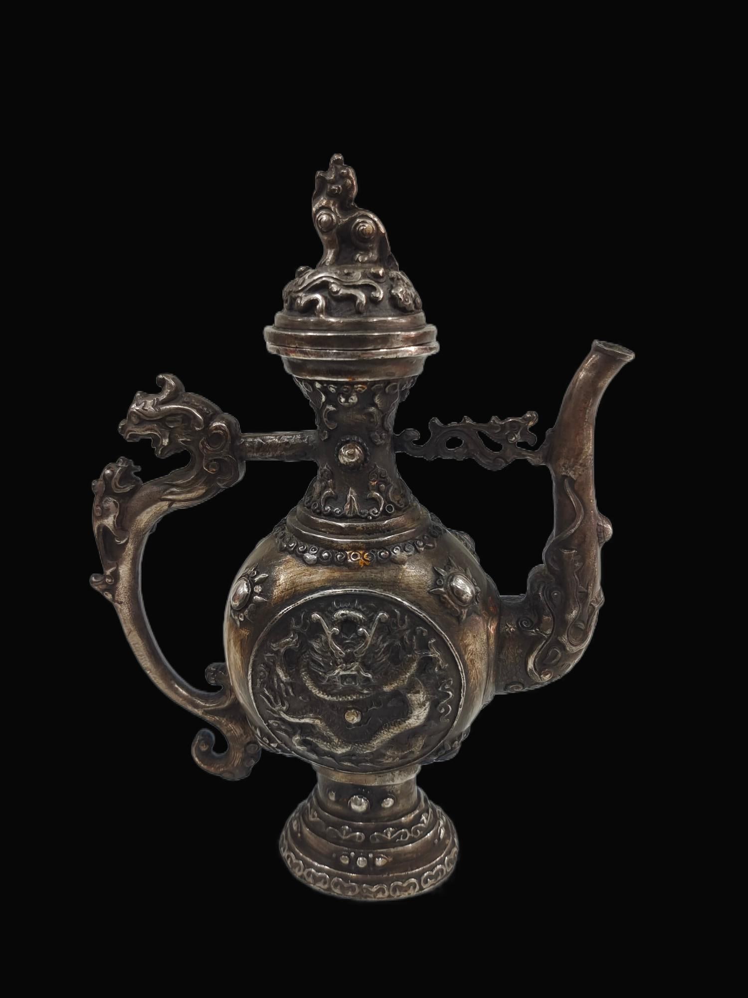 A Exquisite Gilt Silver Bronze Dragon Pattern Ewer - 2