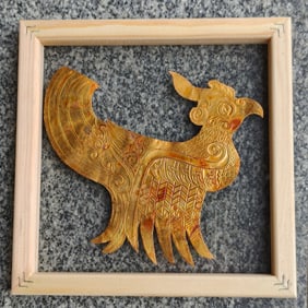 A Exquisite Bronze Gilt Phoenix-Shaped Gold Leaf