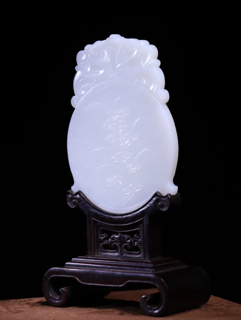 A Exquisite Hetian Jade Figures Pattern Table Screen - 5