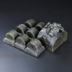 A Ste of Exquisite Hotan Jade Dragon Seal