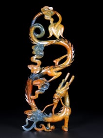 A Rare Hetian Jade Dragon