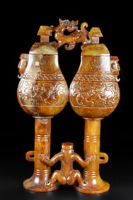 A Exquisite Hetian Jade Human Pattern Vase