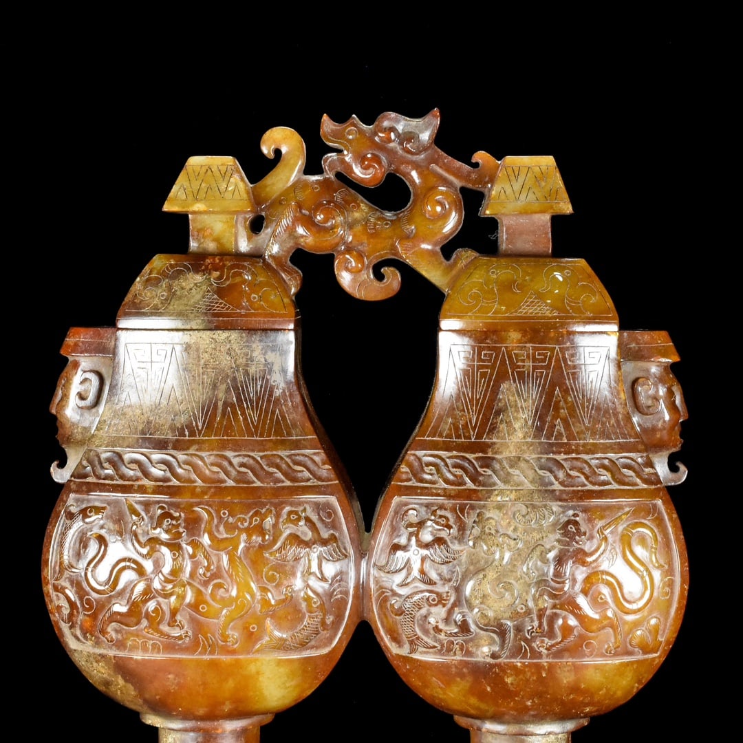 A Exquisite Hetian Jade Human Pattern Vase - 8