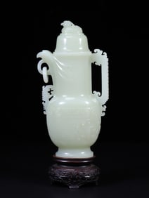 A Exquisite Hetian Jade Dragon and Phoenix Pattern Ewer