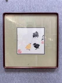 A Chinese Ink Flower and Bird Painting on Paper, With a Frame