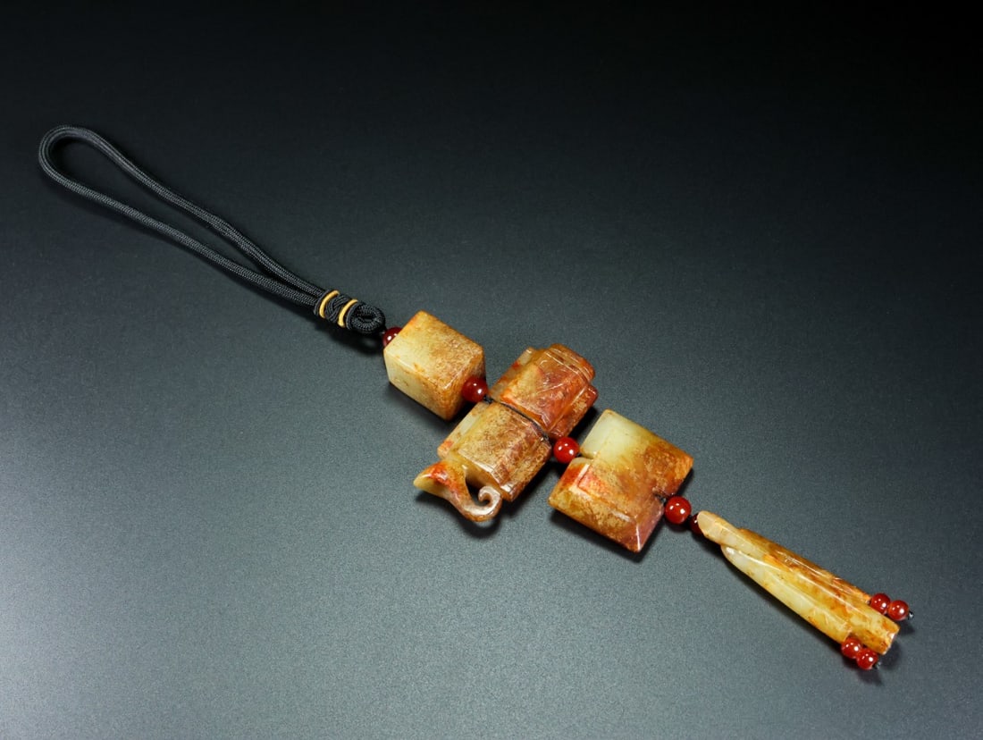 A Exquisite Hotan Jade Pendant: A Exquisite Hotan Jade Pendant,Han Dynasty, China 和田玉护身四宝,中国汉代