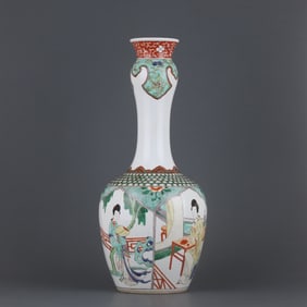 A Exquisite Wucai Figures Pattern Vase