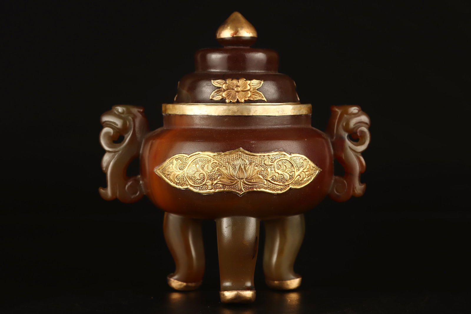 A Exquisite Agate Double-Ears Censer - 2