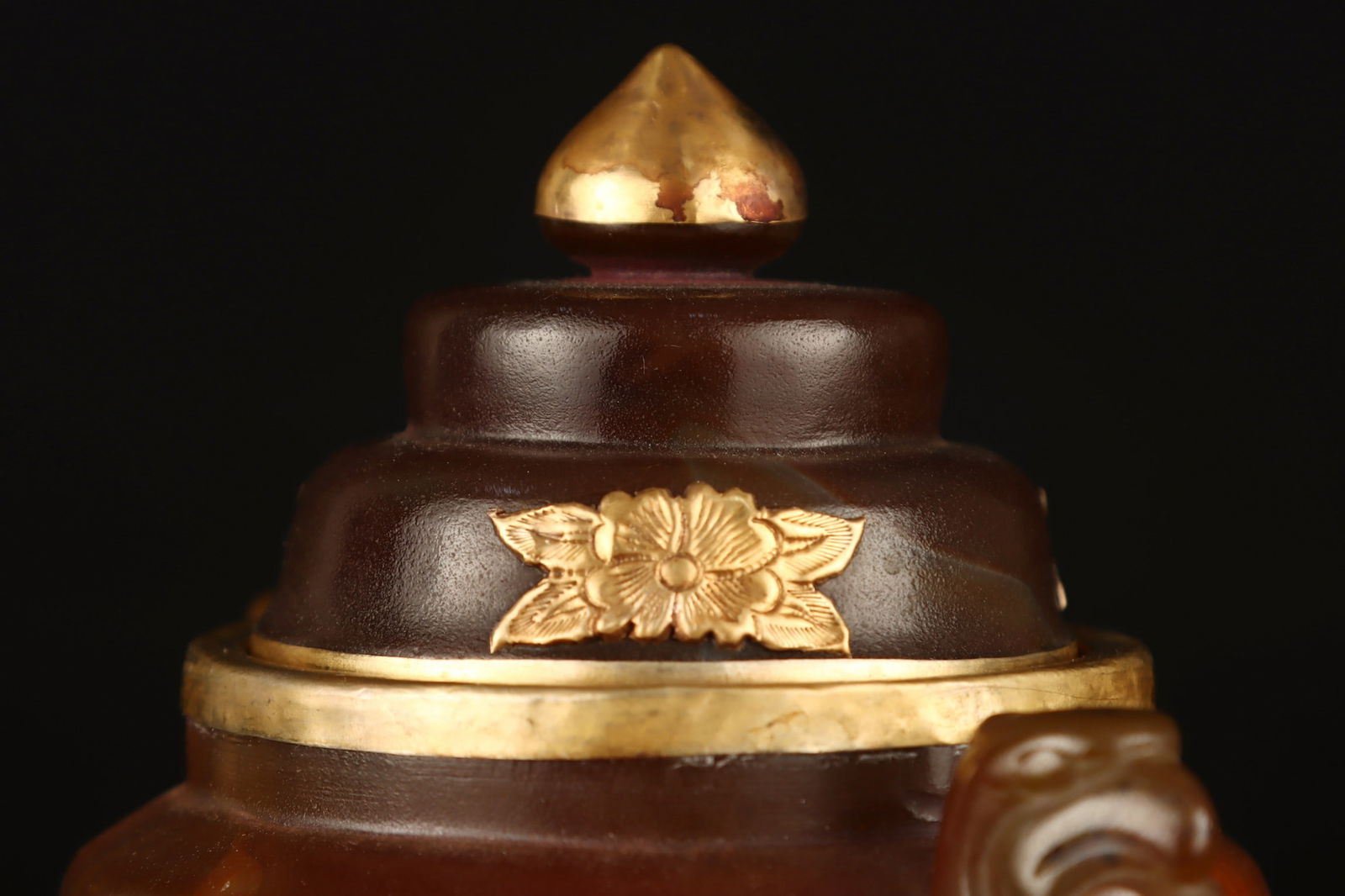 A Exquisite Agate Double-Ears Censer - 5