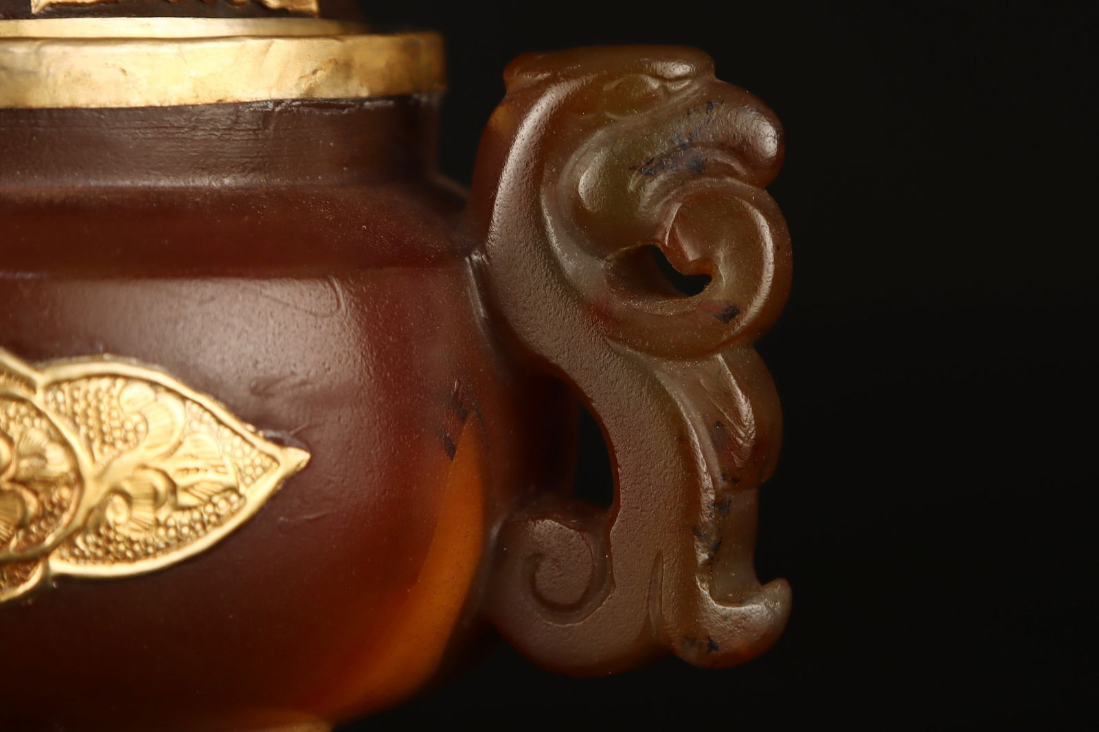 A Exquisite Agate Double-Ears Censer - 7