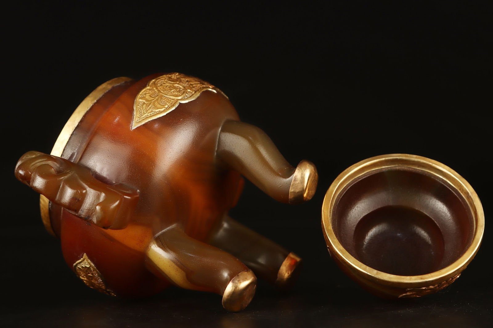 A Exquisite Agate Double-Ears Censer - 8