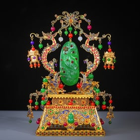 A Exquisite Cloisonne Inlaid Jadeite Ornament