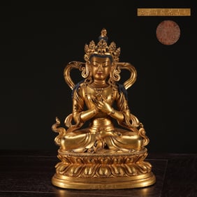 A Exquisite Bronze Gilt Avalokitesvara Ornament