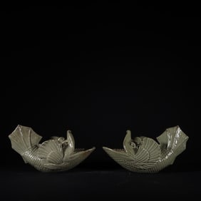 A pair of Exquisite Celadon Fish-Shaped Ornament
