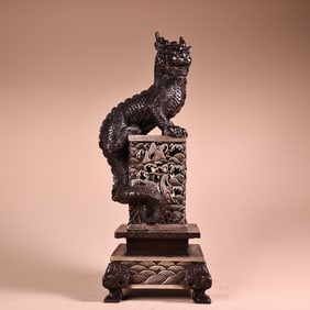 A Exquisite Bronze High-Relief Carved Gilt Silver Beast Cover Censer