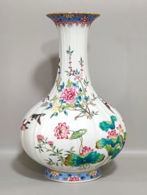 Famille-Rose Flower and Bird Pattern Vase