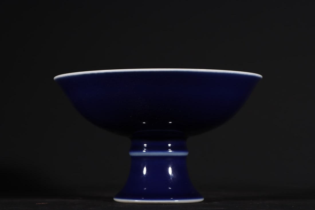 A Exquisite Ji Blue Glaze Bowl: A Exquisite Ji Blue Glaze Bowl,Qing Dynasty, China,Qianlong Six-character Mark,Size:3.9inx6.5in 