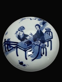 A Exquisite Blue and White Character and Story Pattern Box