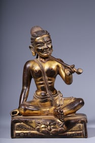 A Solemn Gilt Bronze Statue of Guru Padampa Sangye