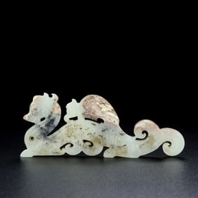 A Exquisite Hotan Jade Dragon and Phoenix Jade Bi