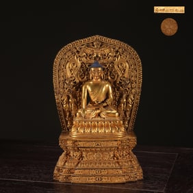 A Exquisite Bronze Gilt Sakyamuni Buddha Sitting Statue