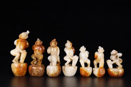 A Set of Exquisite Hetian Jade Human Ornament