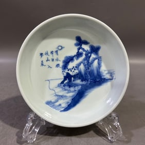 A Exquisite Blue and White Figures Pattern Plate