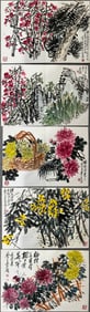 A Chinese Ink Flower Painting Album on Paper