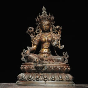 A Exquisite Gold-Painted Bronze Tara Buddha Statue