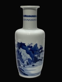 A Exquisite Blue and White Landscape and Figures Pattern Vase