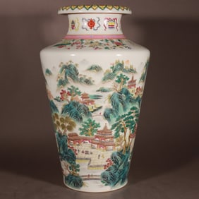 A Rare Famille-Rose Landscape Pattern Figures Pattern Vase