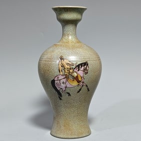 A Exquisite Ru yao Porcelain Painted Color Figures Pattern Vase