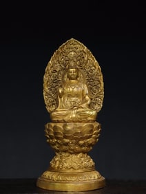 A Exquisite Gilt Bronze Avalokitesvara Buddha Statue