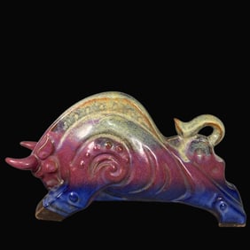 A Exquisite Jun yao Porcelain Flambe Glazed Ox