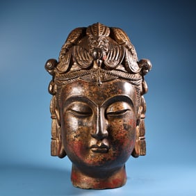 A Exquisite Bronze High-Relief Carved Gilt Statue of Avalokitesvara Buddha Head