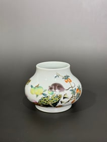 A Exquisite Famille-Rose Squirrel Pattern Brush Washer