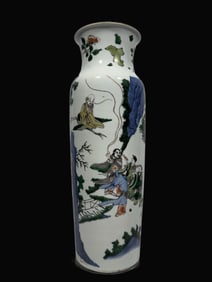A Exquisite Wucai Figures Pattern Vase