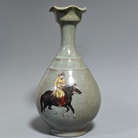 A Exquisite Ru yao Porcelain Painted Color Figures Pattern Vase