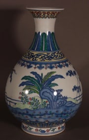 A Rare Blue and White Doucai Flower Pattern Vase