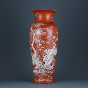 A Exquisite Iron-Red Pine and Bamboo Pattern Vase
