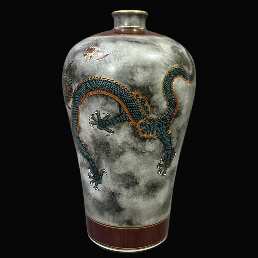 A Exquisite Stone Pattern Glazed Dragon Pattern Vase - 3