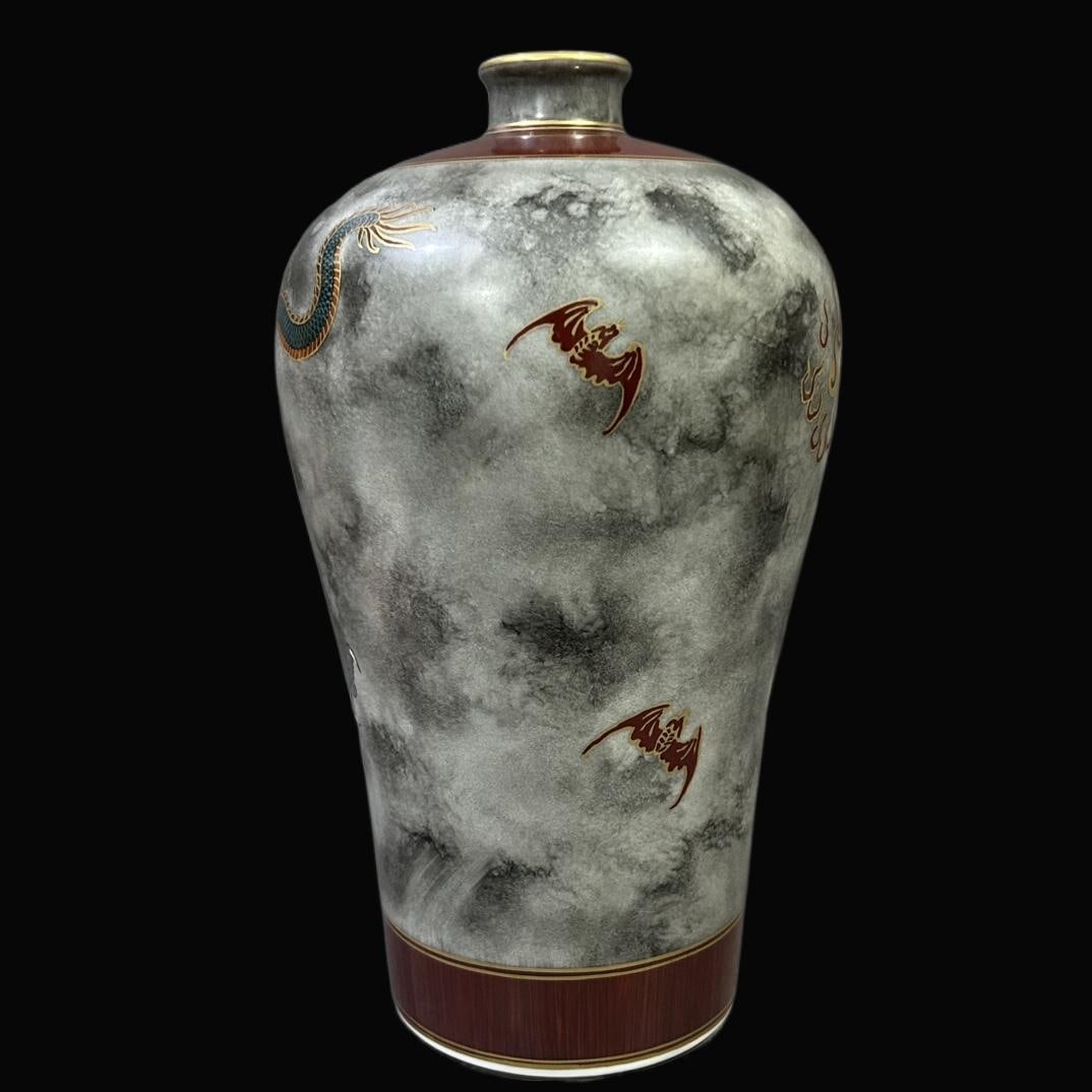 A Exquisite Stone Pattern Glazed Dragon Pattern Vase - 4