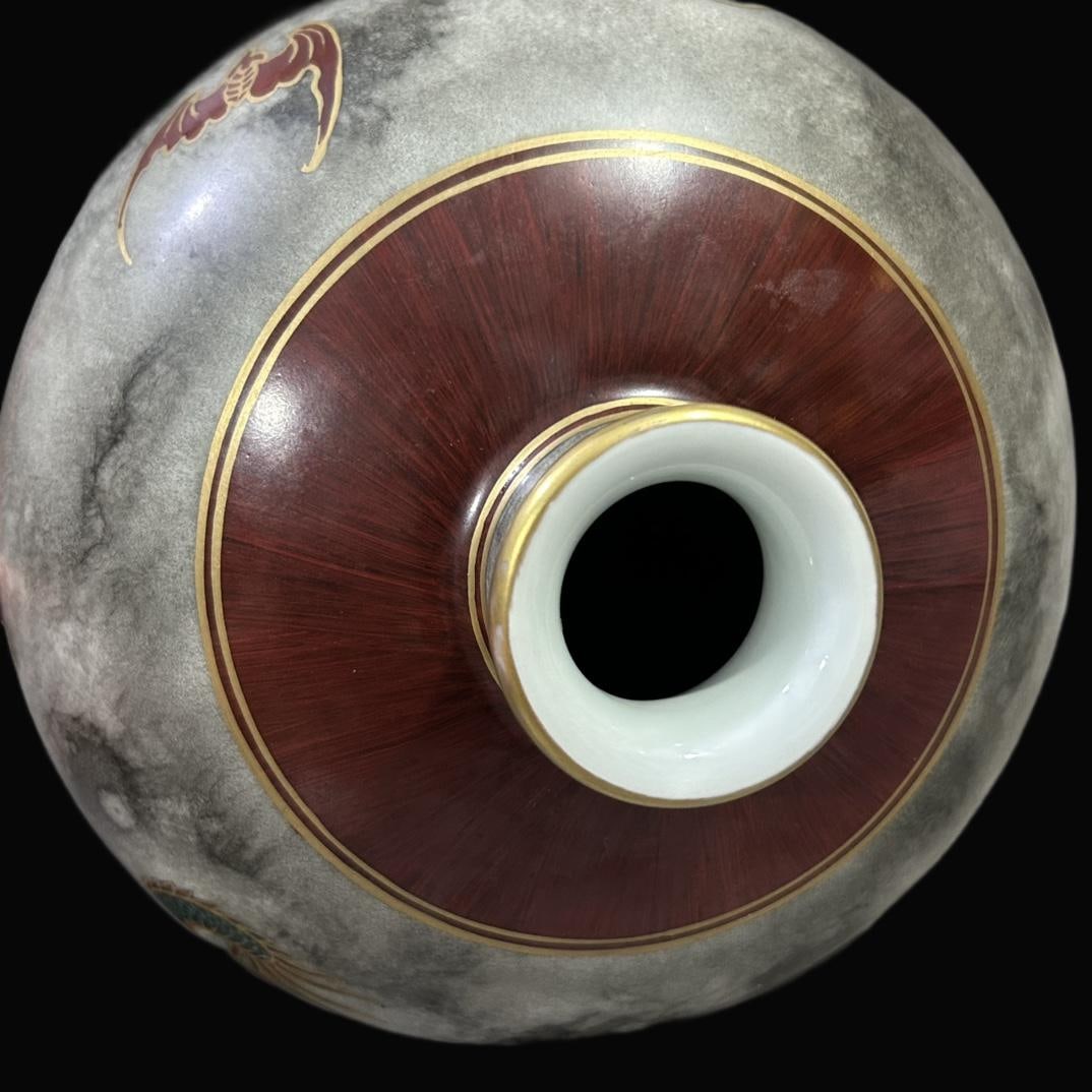 A Exquisite Stone Pattern Glazed Dragon Pattern Vase - 5