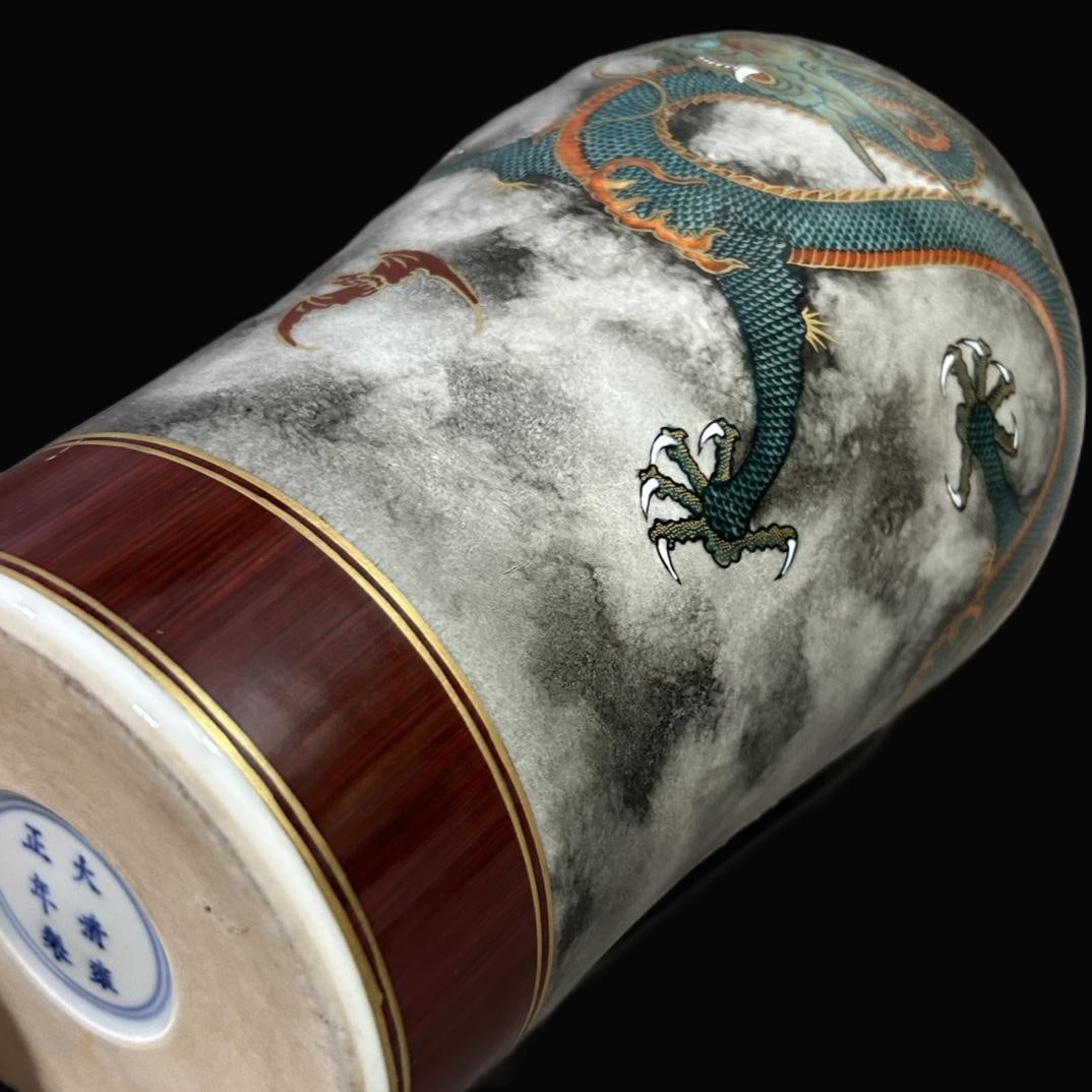 A Exquisite Stone Pattern Glazed Dragon Pattern Vase - 6